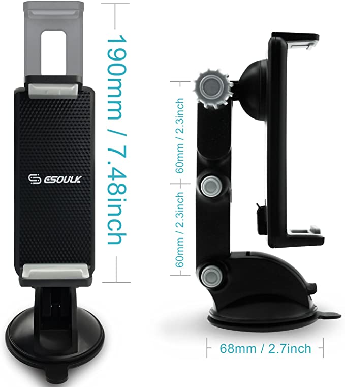 Esoulk Car Tablet Mount Holder, Windshield / Dashboard Universal Car Tablet Mobile Phone / Device cradle for iOS / Android Tablet, iPad, Smartphone and more