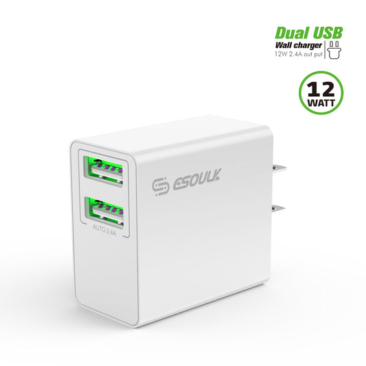 ESOULK 2.4A DUAL USB WALL CHARGER
