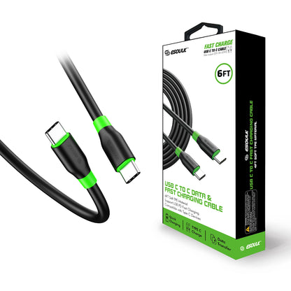 ESOULK USB C TO USB C DATA & FAST CHARGING CABLE 6FT