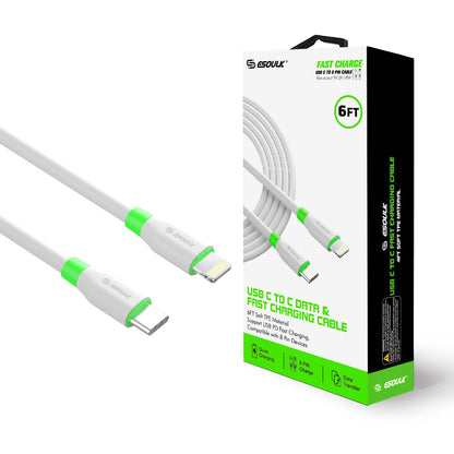 ESOULK USB C TO iPHONE DATA & FAST CHARGING CABLE 6FT